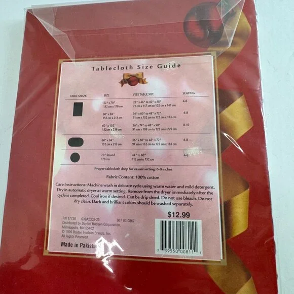 Christmas Audubon Tablecloth Bird And Holly Pattern 70 Inch Round New in Package - Picture 4 of 5